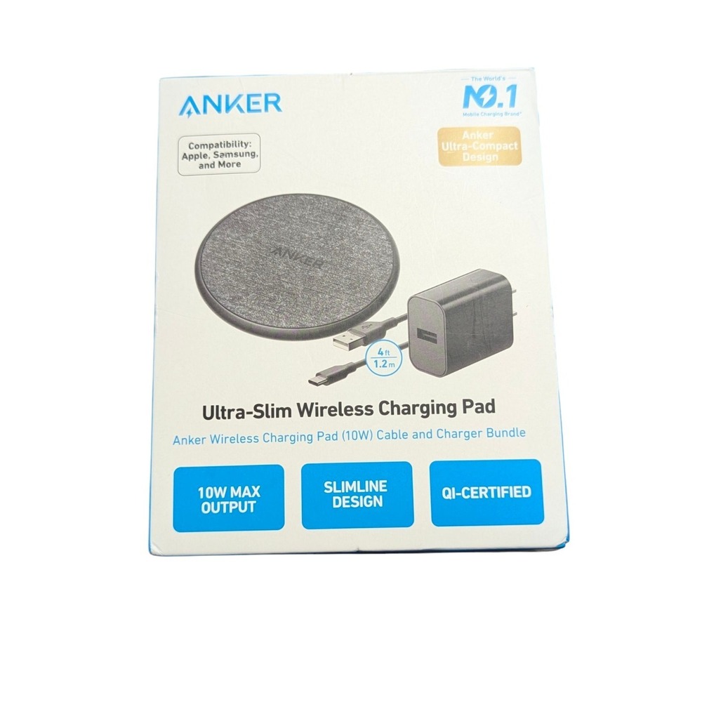 Bb.O Anker 318 Ultra-Slim Wireless Charging Pad 10W QI Cable & Charger Black